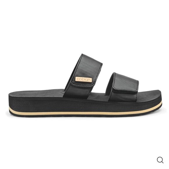 Cobian Women's Dana Rise Synthetic Leather Strap Slides Sandals, Black Sz 8. NWT - Picture 2 of 13